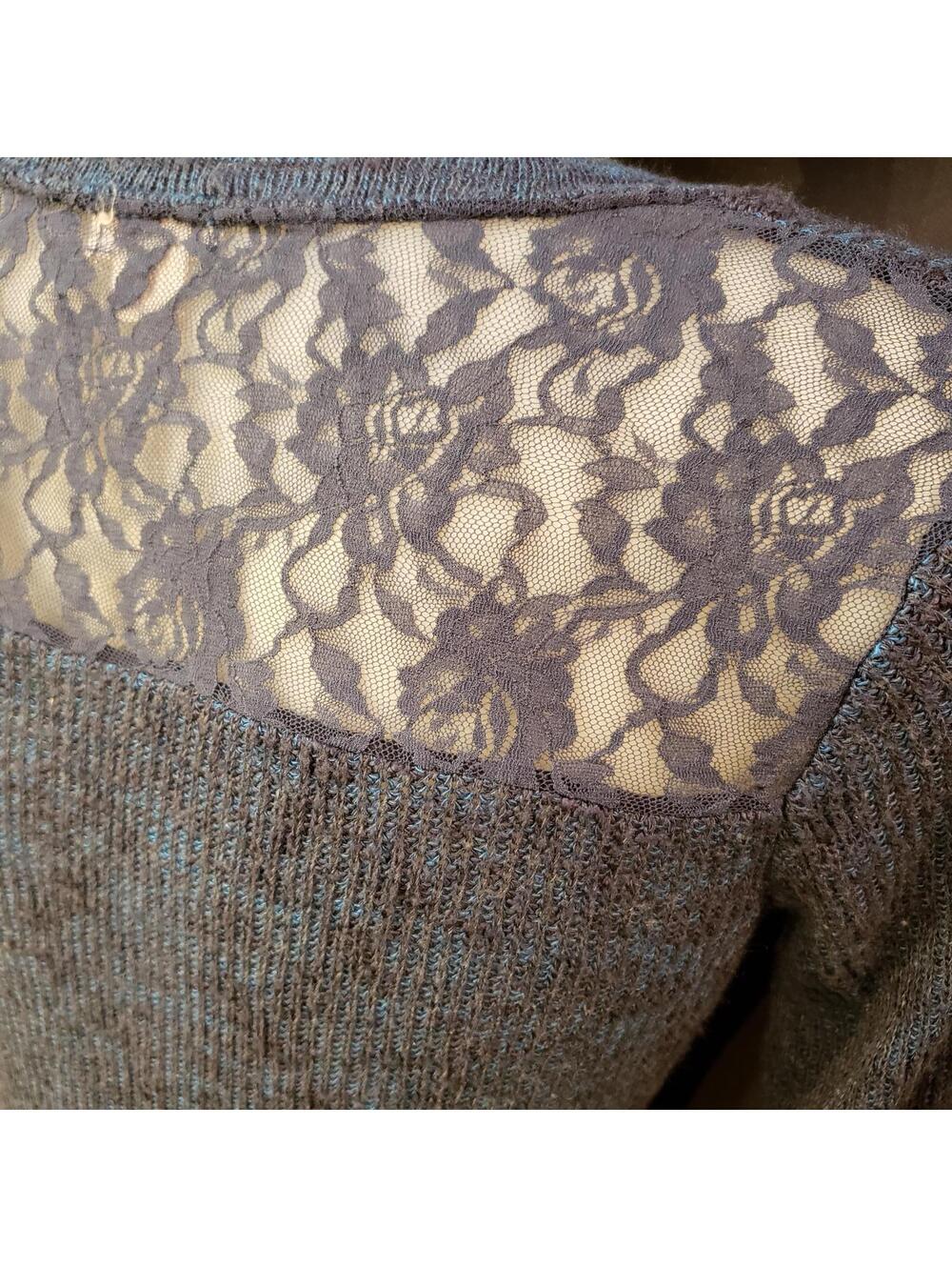 Women's Mossimo Blue Knit Top with Lace Shoulder Detail L